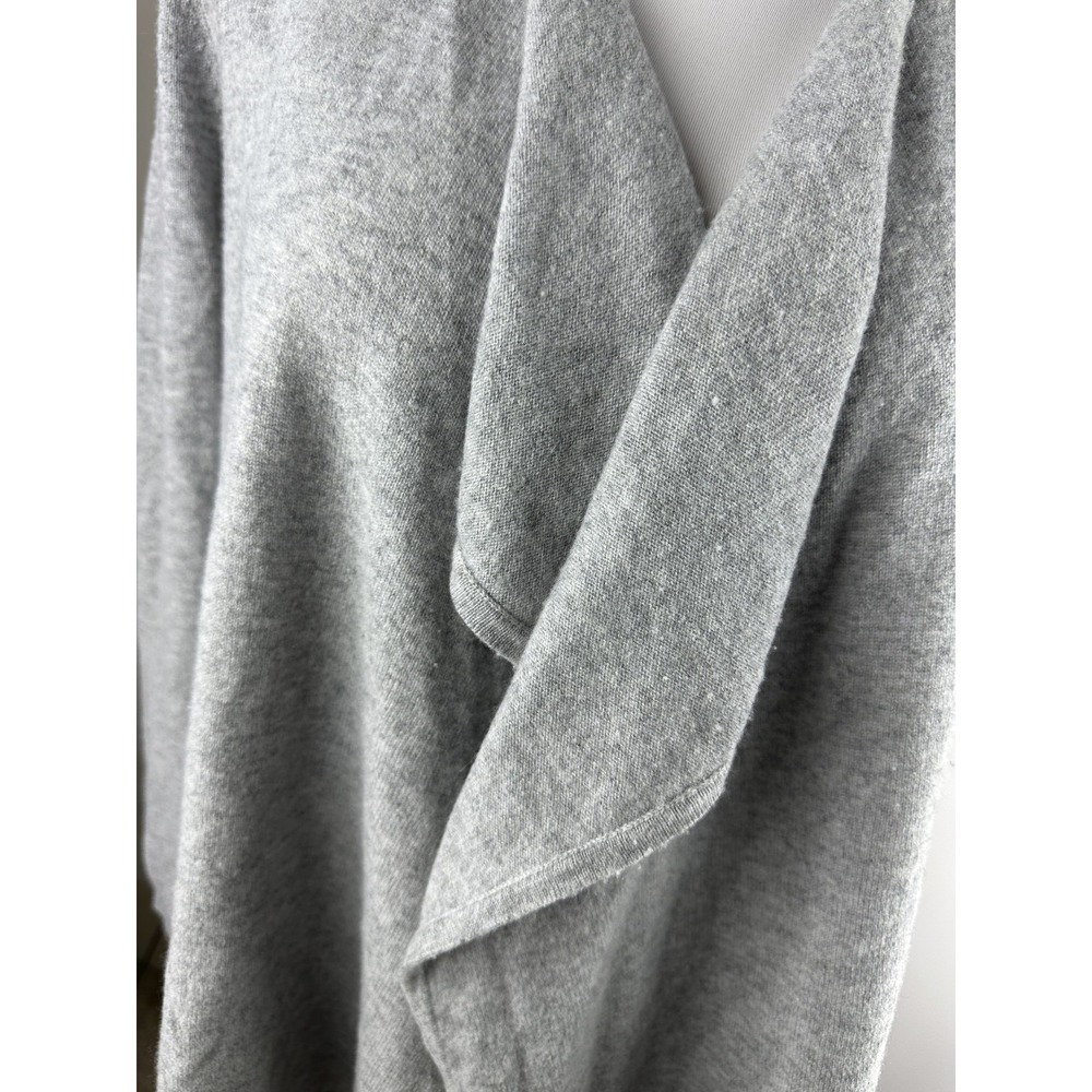 L.L. Bean 100% Cashmere Gray Open Front Cardigan Sweater Women's Medium Pockets - Picture 14 of 16
